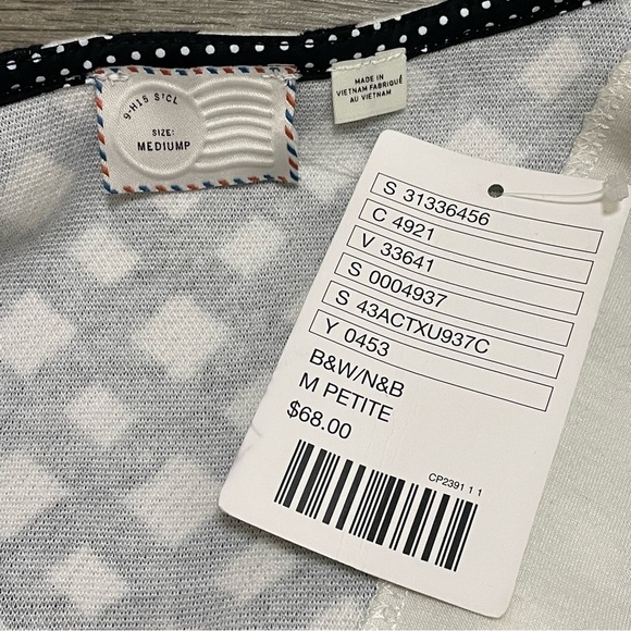 Anthro Postage Stamp Postcard Sleeveless Blouse Ruffle Peplum Black White Sz MP - Picture 5 of 7